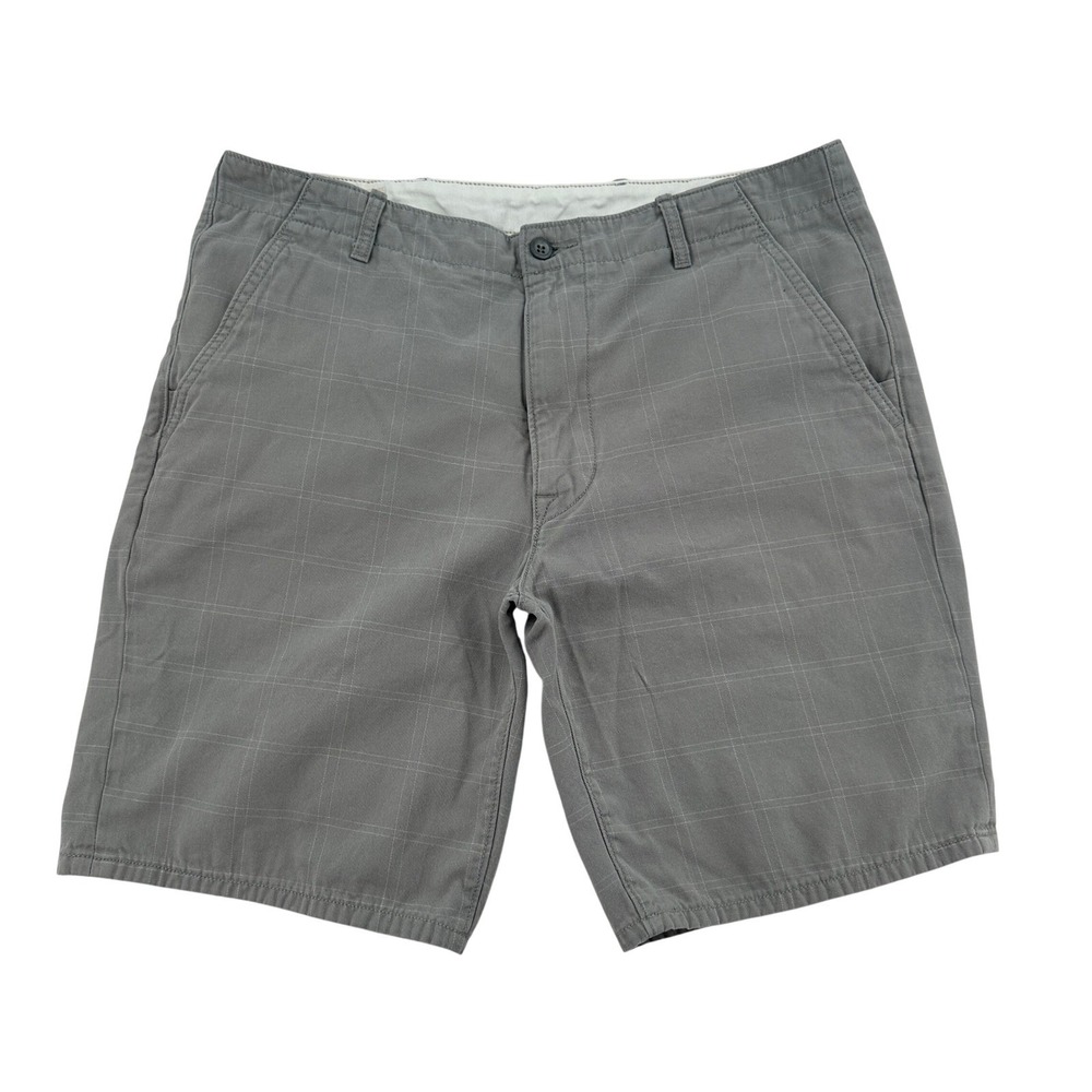 Levi Strauss & Co Chino Shorts Grey Windowpane Plaid White Tab Casual Mens 36